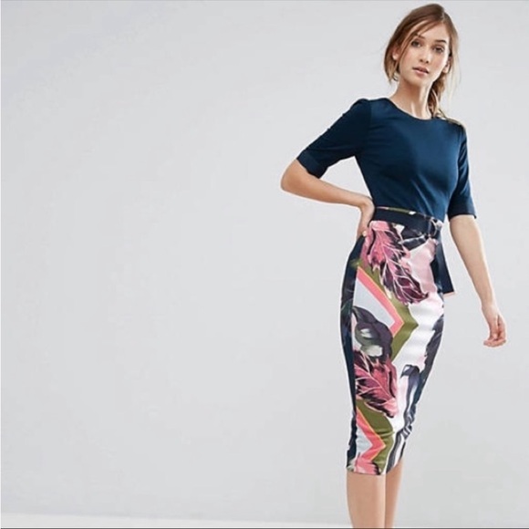 Ted Baker Navy Blue Dress with Copper Zipper size 1 - Picture 2 of 9